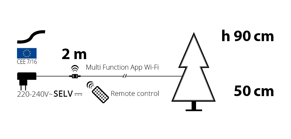 ALBERO NATALE ABETE C/BASE H90 SMART LED