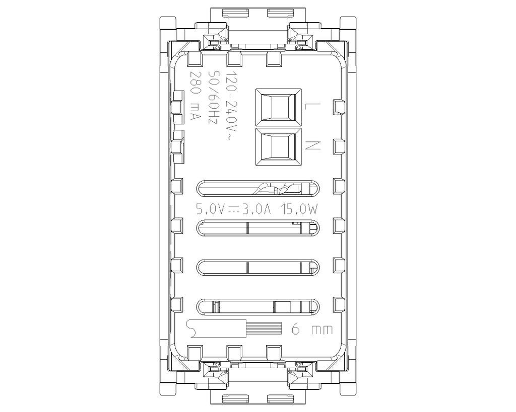 Alimentatore USB A+C 5V 3A 15W 1M grigio VIMAR