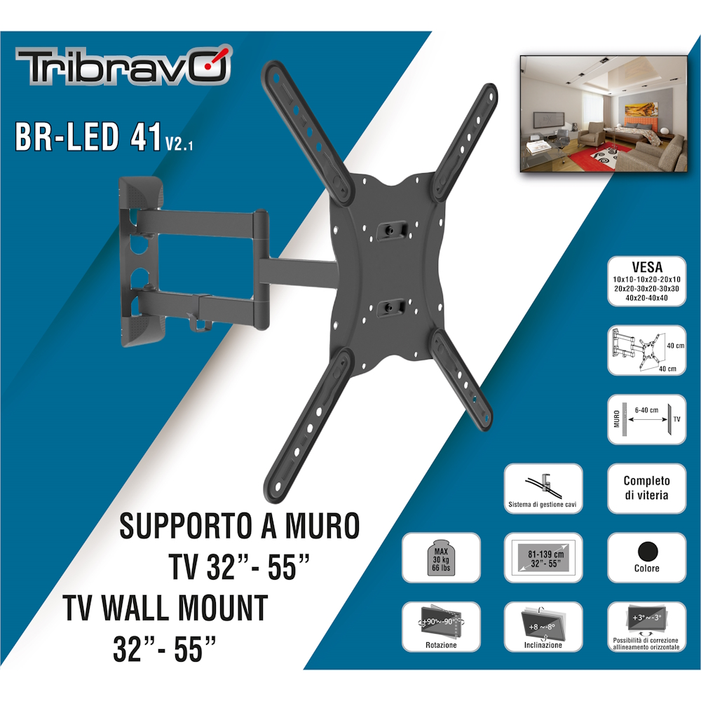92402643 SUPPORTO DA PARETE PER TELEVISORI LCD DA 32" A 55".