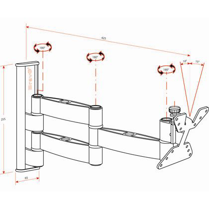 92402556 LCD3 NERO SUPPORTO TV 3 SNODI 10-30 BRAVO