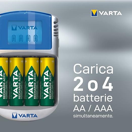 CARICABATTERIE VARTA CON LCD PER STILO E MINISTILO CAVETTI 12V E USB (NO PILE)