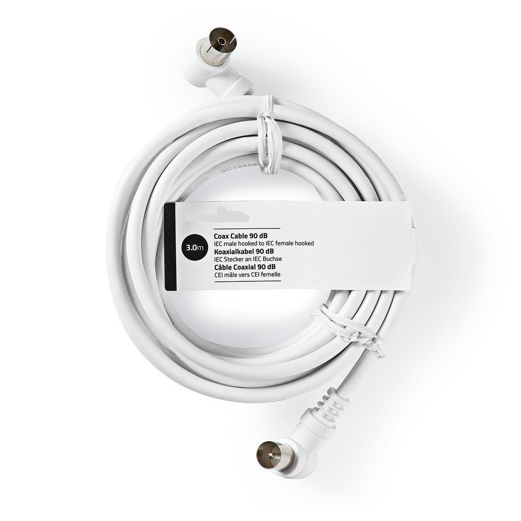 CAVO ANTENNA M/F IEC PLACCATO NICKEL  75 OHM  DOPPIO SCHERMO 90°  3.0M BN