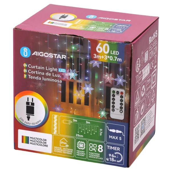 TENDA COLL. GHIACCIOLO ONDULATO CON FIOCCO DI NEVE RGBY 3M*0.7M 12 FILI  INT/EST