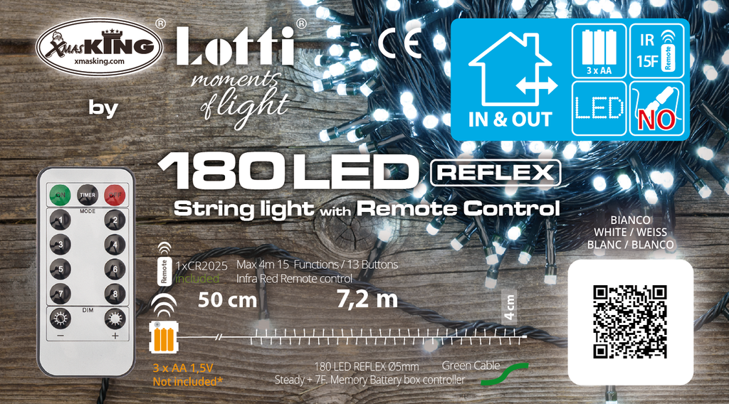 CATENA TL-IR 180 LED TELECOMANDO 15F 0,5+7,2M