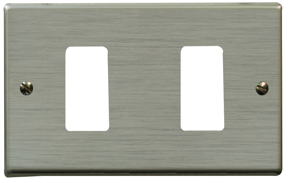 PLACCA FAEG ALLUMINIO ANODIZZATO PAGLIERINO TIPO BTICINO MAGIC 2 POSTI
