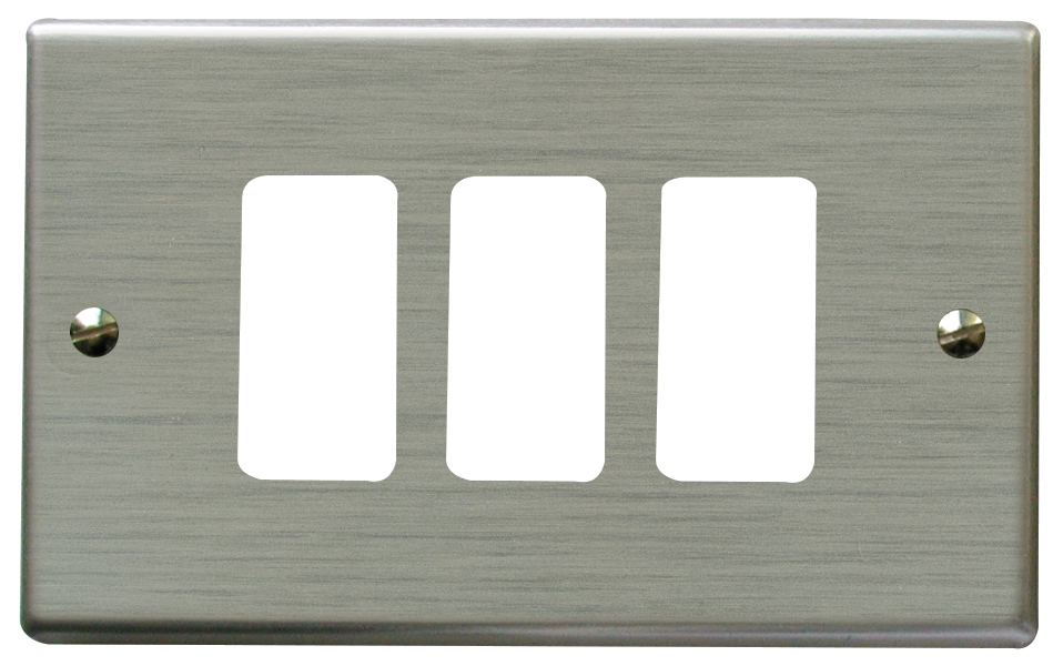 PLACCA FAEG ALLUMINIO ANODIZZATO PAGLIERINO TIPO BTICINO MAGIC 3 POSTI