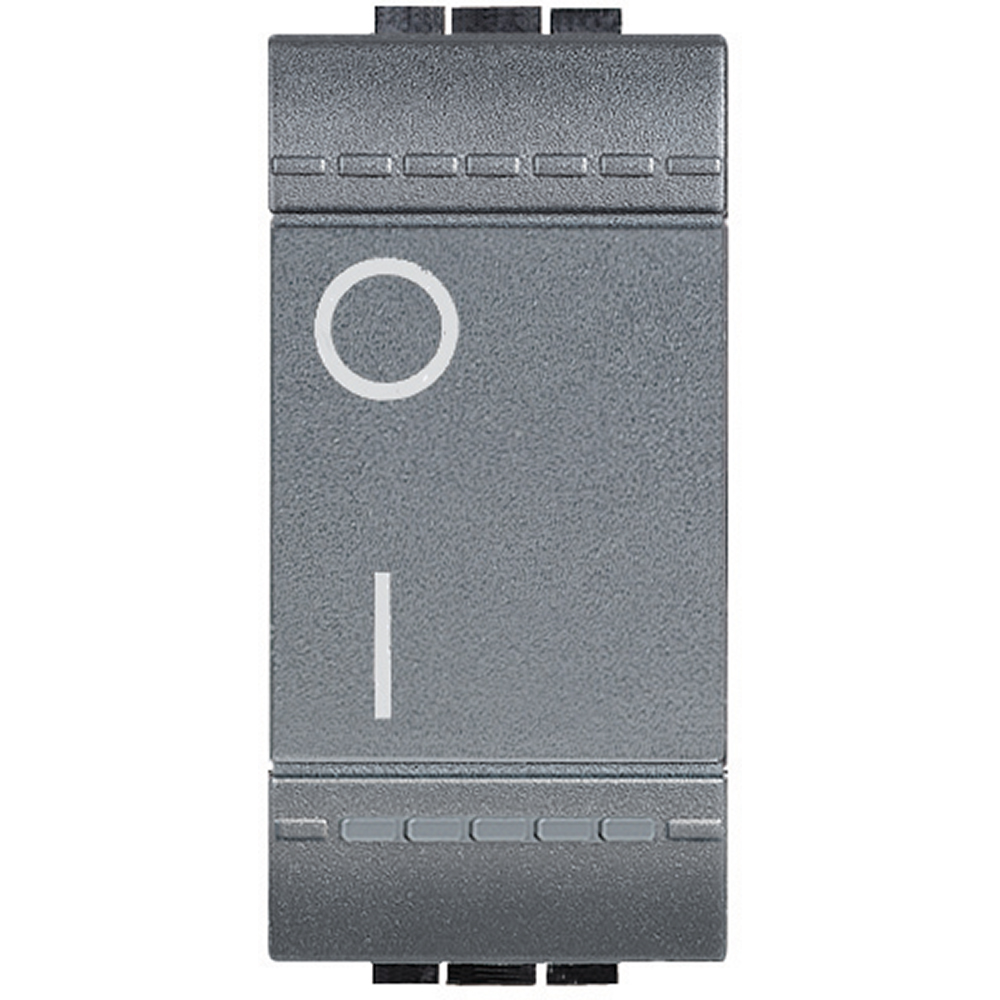 FRUTTO BTICINO  INTERRUTTORE BIPOLARE 0/1 16A DA INCASSO ANTRACITE SERIE BTICINO LIVINGLIGHT