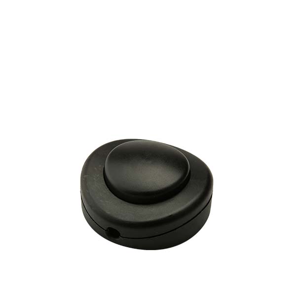 INTERRUTTORE FAI PASSANTE UNIPOLARE A PEDALE PER PIANTANA 250V TASTO TONDO PIATTO NERO 