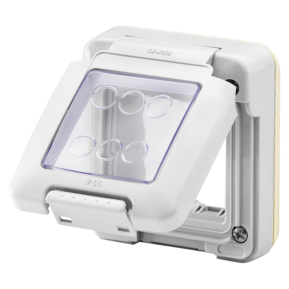 PLACCA GEWISS STAGNA CON SPORTELLO SERIE SYSTEM IP55 2 POSTI