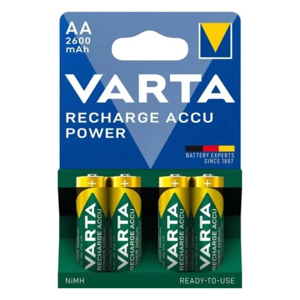 PILE VARTA RICARICABILE STILO AA 1.2V ACCU POWER BL.4 2600MAH
