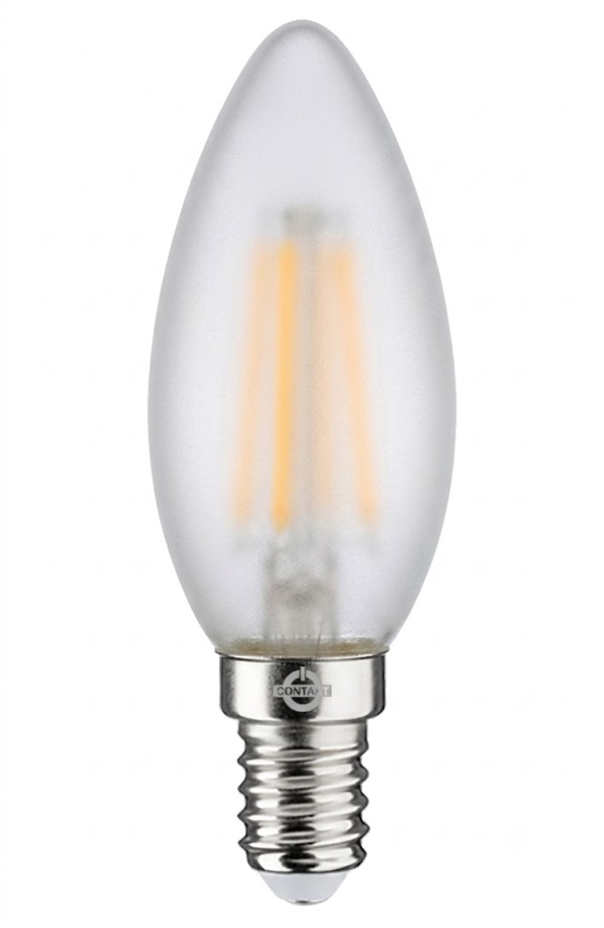 LAMPADA LED FILO CONTAKT OLIVA C37 ALTA EFFICIENZA 4W  470LM E14 CHIARA 2700K