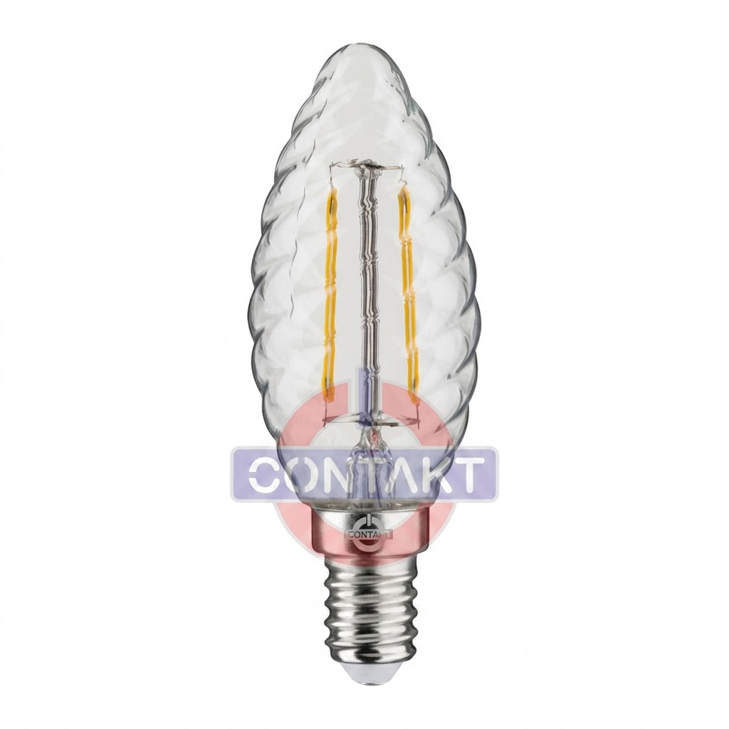 LAMPADA LED FILO  CONTAKT TORTIGLIONE  C37 ALTA EFFICIENZA 4W 470LM E14 CHIARA 2700K