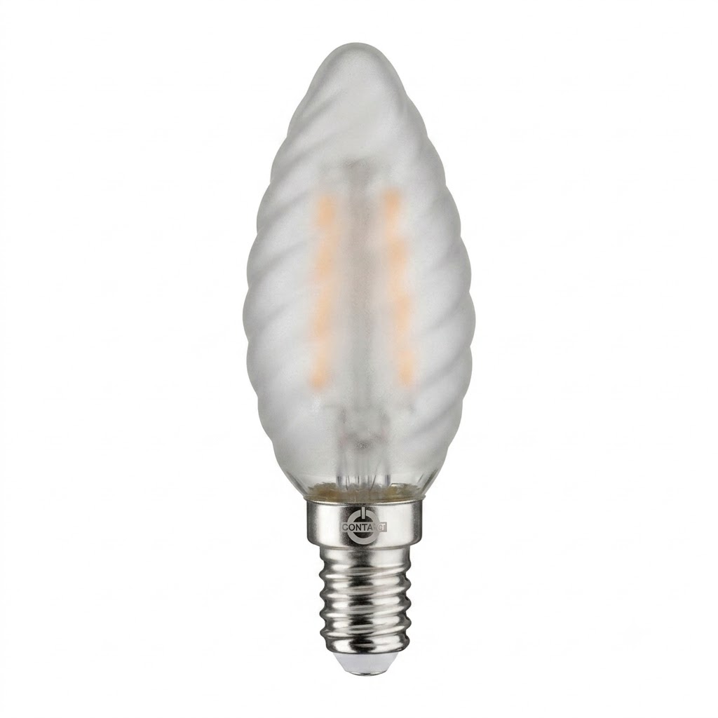 LAMPADA LED FILO  CONTAKT TORTIGLIONE  C37 ALTA EFFICIENZA 6.5W 750LM E14 SMERIGLIATA 3000K 