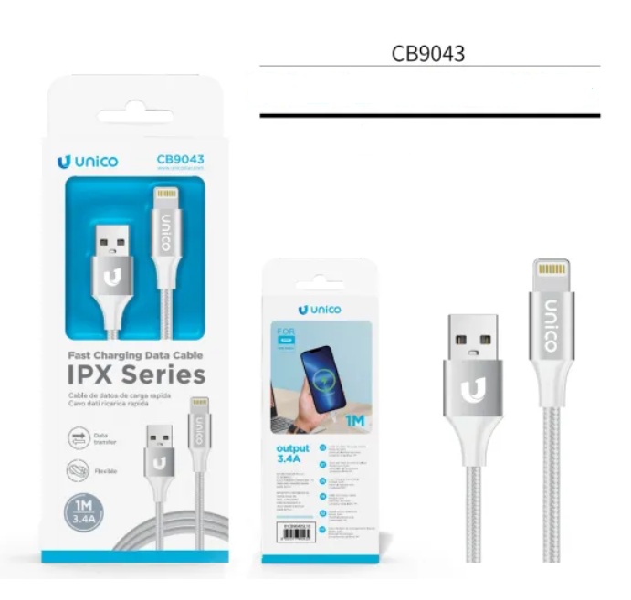 CAVO UNICO DA USB-A A LIGHTNING COLORE ARGENTO 100CM 