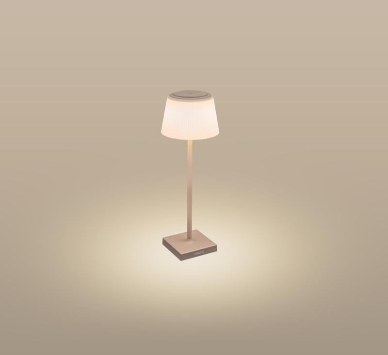 LAMPADA LED CENTURY DA TAVOLO MODELLO MARGO' 4W 3000K IP54 DIMMERABILE RICARICABILE TORTORA