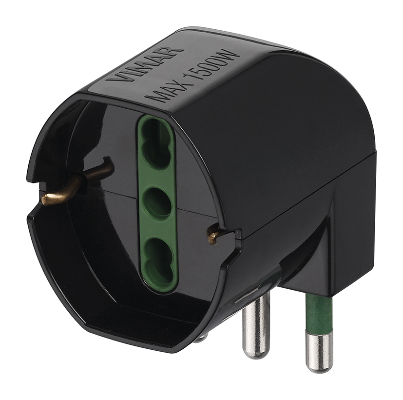 ADATTATORE CIVILE VIMAR SPINA S17 PRESA 2P+T 16A P30 SCHUKO NERO 