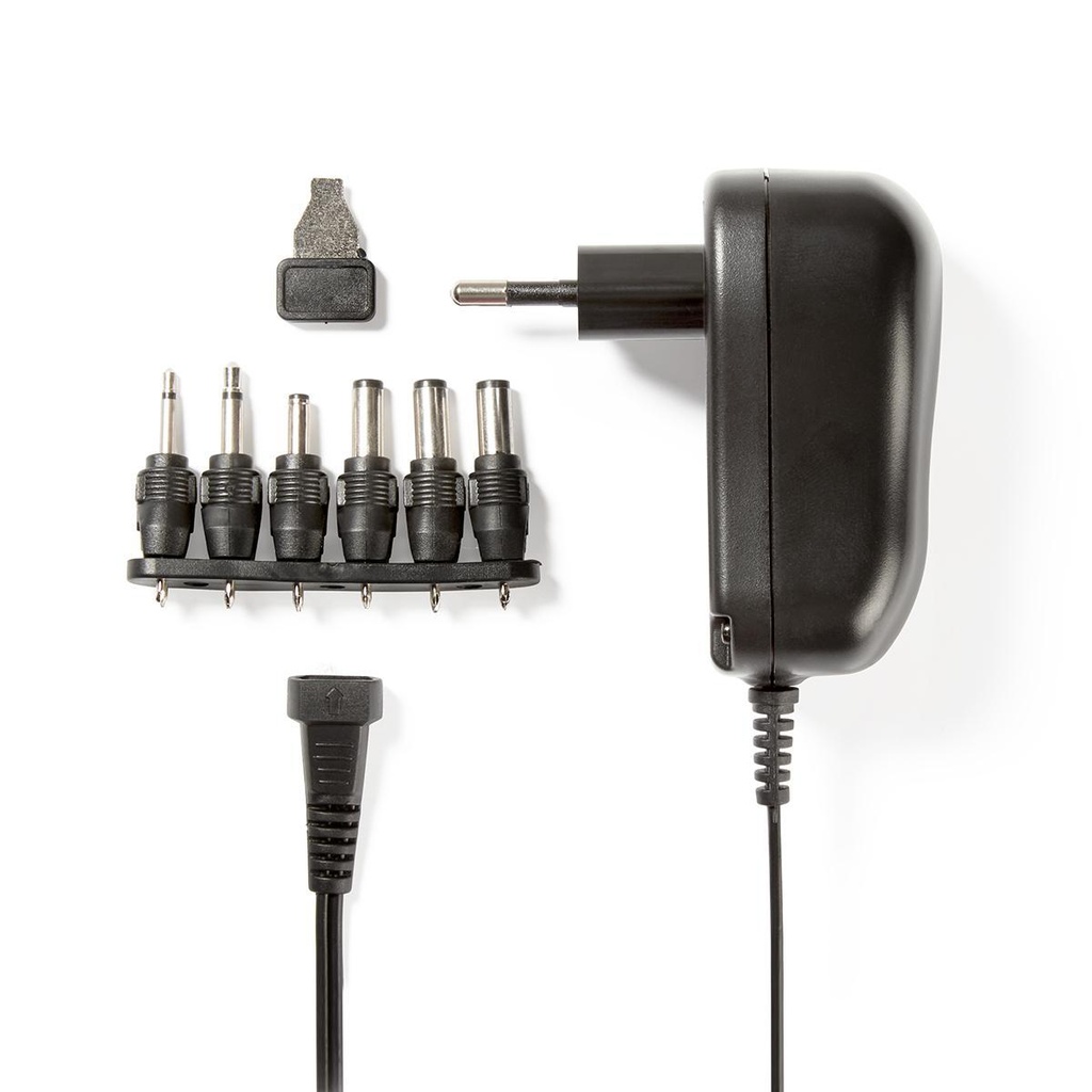 ALIMENTATORE NEDIS AC UNIV.12V 3-12V DC 1.80 M 1000MAH 6 PLUG(S) NERO