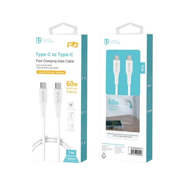 CAVO UNICO CARICA RAPIDA DA USB-C A USB-C -3A- 60W 100CM