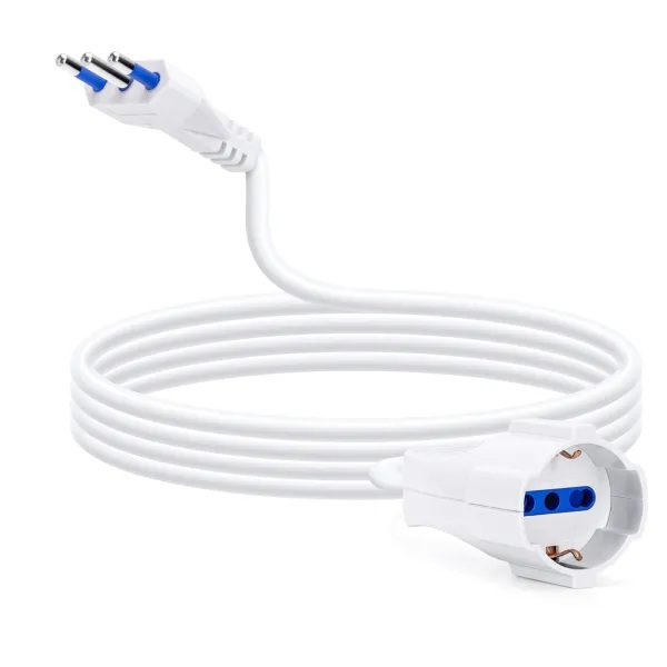 PROLUNGA ELETTRICA CONTAKT SPINA 16A CON SCHUKO P40 E  BIPRESA 2P+T 16A S250V SEZ. 3X1 5MT BIANCO 