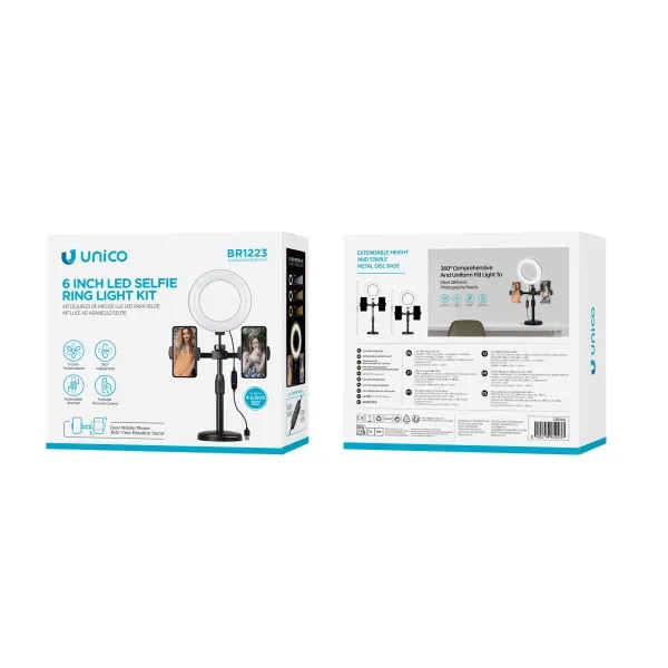 SUPPORTO UNICO  PER LIVE STREAMING FINO A 6.9" CON CIRCOLINA A LED 