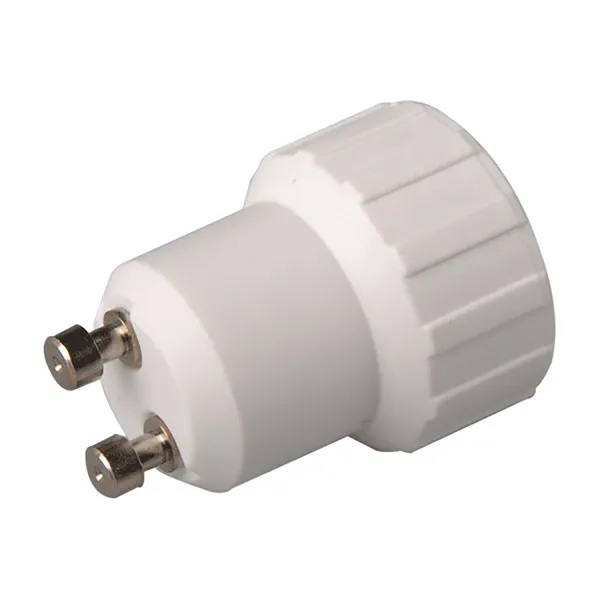 ADATTATORE FAI PORTALAMPADA DA SPINA GU10 A PRESA E14 BIANCO TERMOPLASTICO
