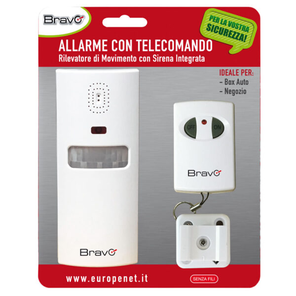 ALLARME BRAVO CON SENSORE DI MOVIMENTO E SENSORE DI PRESENZA CON IN DOTAZIONE IL TELECOMANDO 