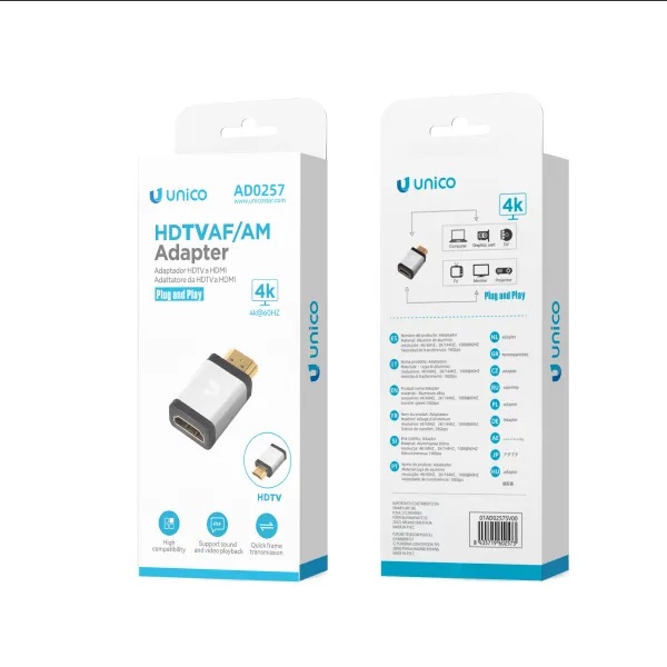 ADATTATORE UNICO DA  HDMI PRESA A HDMI SPINA