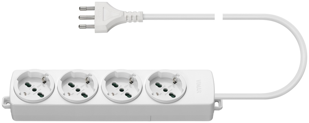 PRESA MULTIPLA 4 UNIVERSALE+CAVO BIANCO