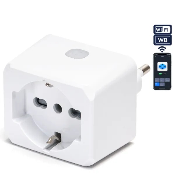 ADATTATORE CIVILE CONTAKT SMART WI-FI SPINA 2P+T 16A S17 - PRESA 2P+T 16A SCHUKO P30 BIANCO 