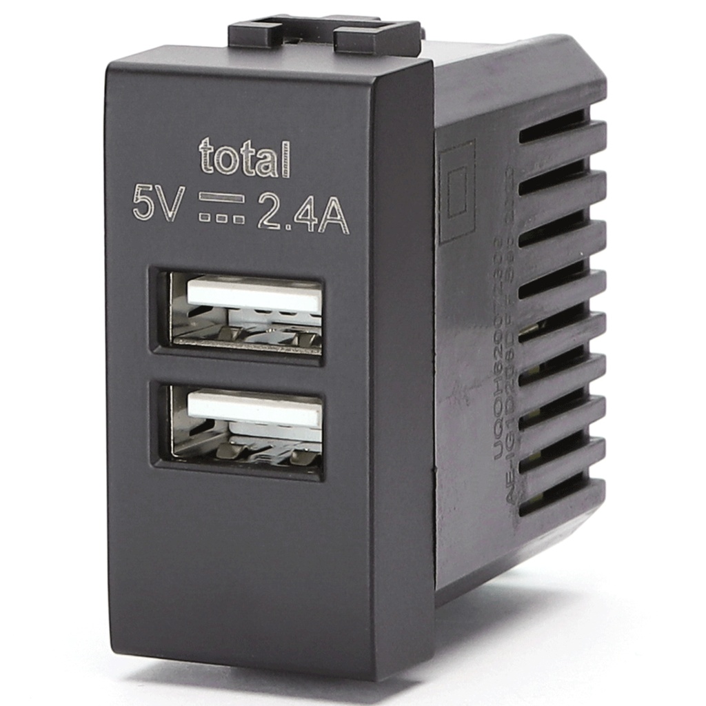 FRUTTO CONTAKT  CON DOPPIA PRESA USB - A  DA INCASSO 250V TIPO BTICINO LIVING - INTERNATIONAL 