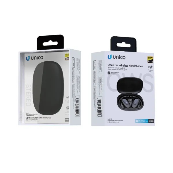 AURICOLARI UNICO BLUETOOTH OWS ( Open Wearable Stereo ) CON ARCHETTO PADIGLIONE AURICOLARE EDIZIONE DISPLAY DIGITALE NERO