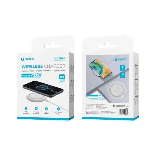 CARICATORE UNICO WIRELESS ROTONDO PER TELEFONO 10W NERO