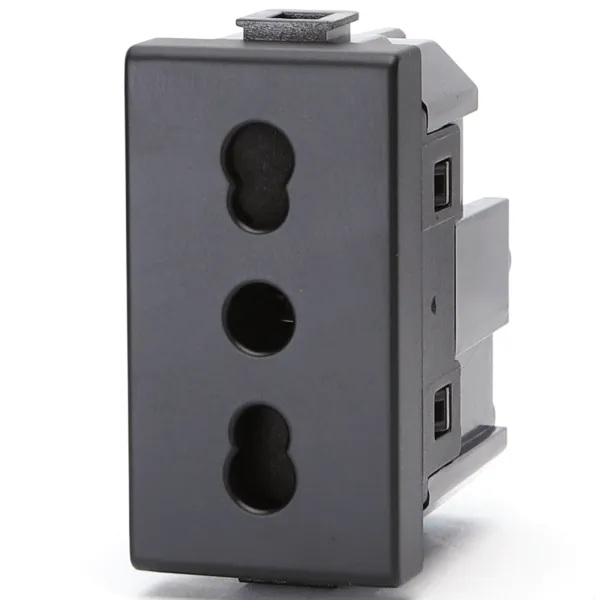 FRUTTO CONTAKT PRESA BIVALENTE 10/16A DA INCASSO 10/16A 250V NERA  TIPO BTICINO MATIX