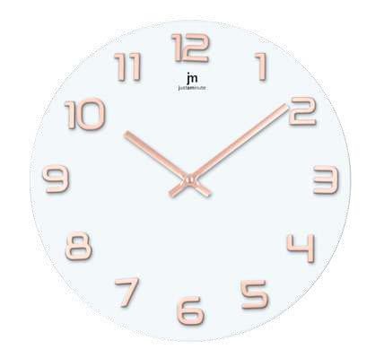 OROLOGIO PARETE VETRO TORNDO 38CM BIANCO SILVER