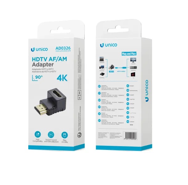ADATTATORE UNICO 4K DA  HDMI PRESA A HDMI SPINA 90° 