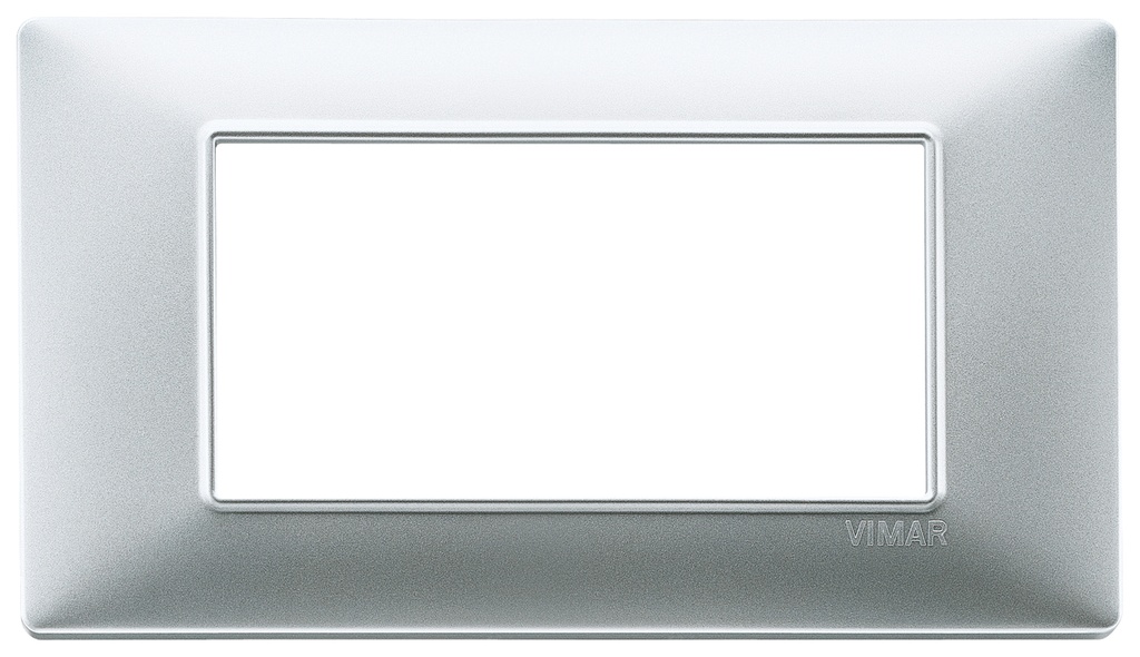 PLACCA VIMAR A 4 MODULI IN PLASTICA ARGENTO OPACO SERIE VIMAR PLANA 