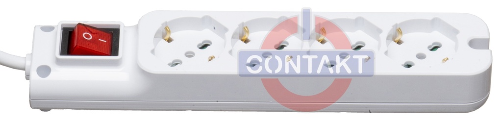PRESA MULTIPLA CONTAKT 4 BIPRESE+SCHUKO+INTERRUTTORE+CAVO 1.5MT SPINA 16A MAX3500W BIANCO