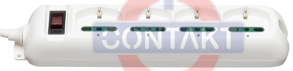 PRESA MULTIPLA CONTAKT 4 BIPRESE+SCHUKO+INTERRUTTORE+ CAVO 1.5MT MAX2300W  (SPINA 10A) BIANCO