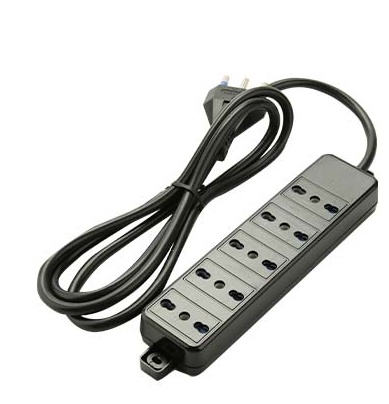 PRESA MULTIPLA FAI 5 BIPRESE 2P+T 16A SPINA 2P+T 16A + CAVO 1.5 MT NERO