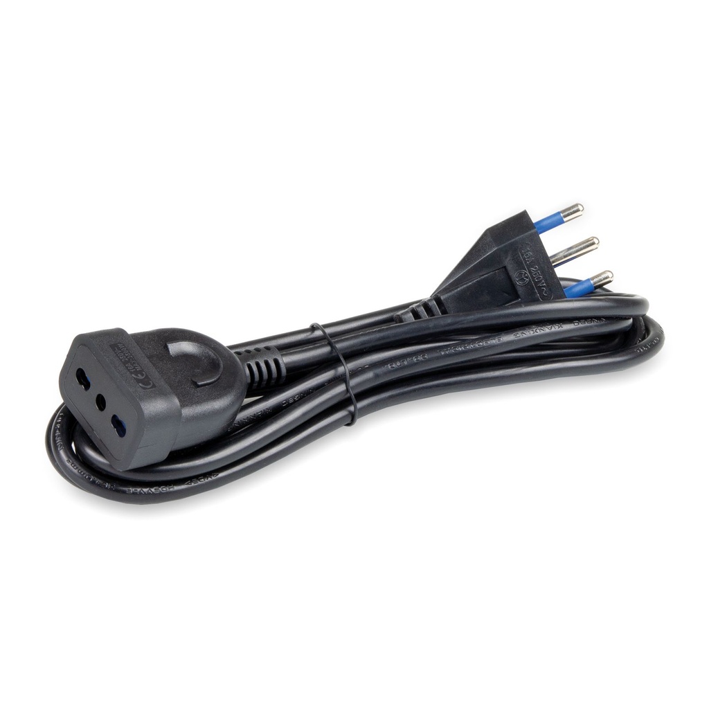 PROLUNGA ELETTRICA CONTAKT SPINA 16A E BIPRESA 2P+T 16A 250V SEZ. 3X1  3MT NERO