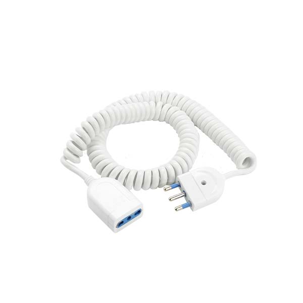 PROLUNGA 16A CAVO SPIRALATO 5MT 3X1 BIANCO FAI