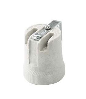 PORTALAMPADA E27 PORCELLANA C/STAFFA METAL. D.5.2MM  FAI