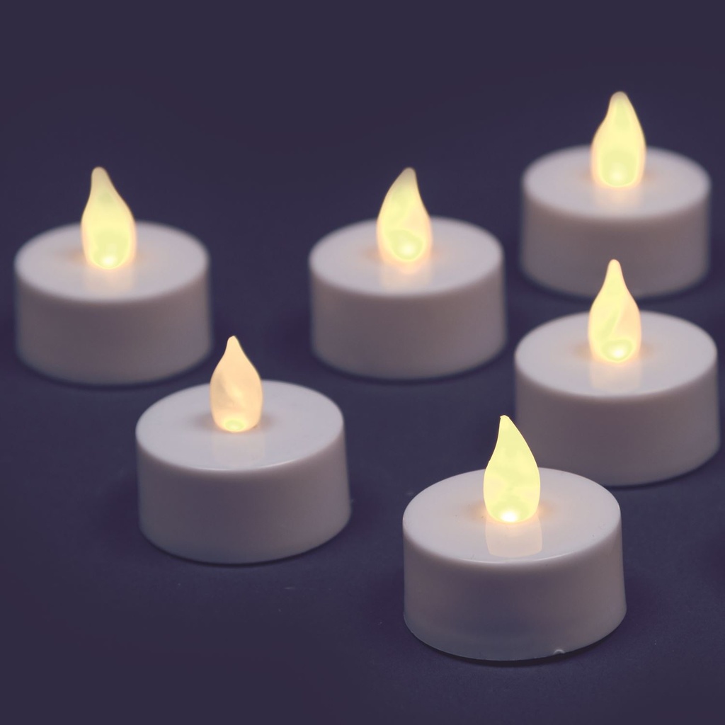SET 8 TEA LIGHT FIAMMA 1 LED CLASSIC TELECOMANDO ON-OFF IR FIAMMA A BATTERIA