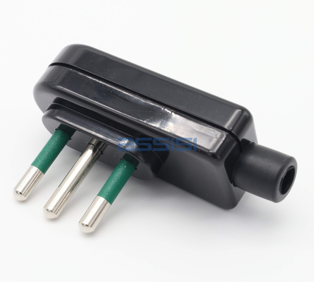 ADATTATORE SPINA 10A 2P+T AD ANGOLO NERO MED