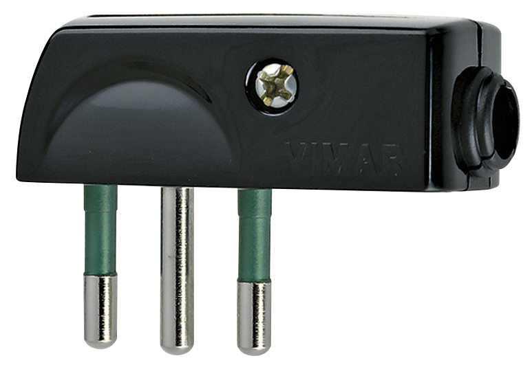 SPINA CIVILE VIMAR PIATTA A SQUADRA 90° 2P+T10A S11 250V NERO