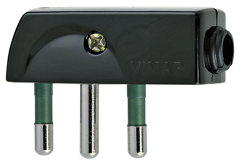 SPINA CIVILE VIMAR PIATTA A SQUADRA 90° 2P+T16A 250V NERO