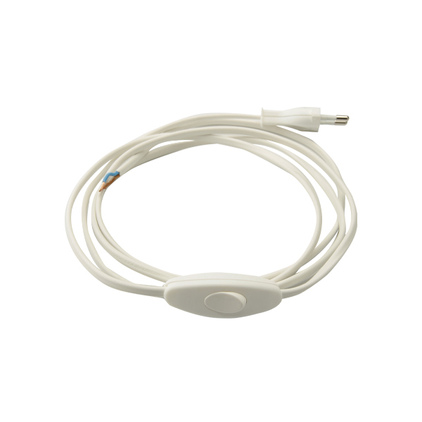 CAVO ELETTRICO FAI PIATTO CON CABLAGGIO INTERRUTTORE BIPOLARE 200CM BIANCO 