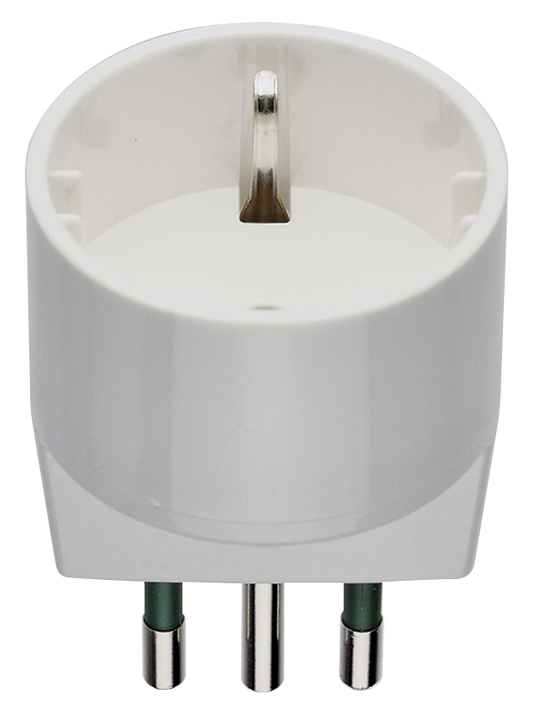 ADATTATORE CIVILE VIMAR SPINA 2P+T 10A S11 PRESA 2P+T 10A SCHUKO P30  250V BIANCO