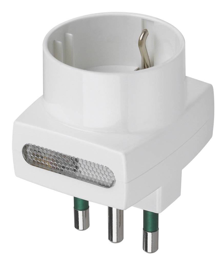 ADATTATORE CIVILE VIMAR 1 SPINA 2P+T 1 PRESA BIPASSO 16A + SCHUKO E LUMINOSO