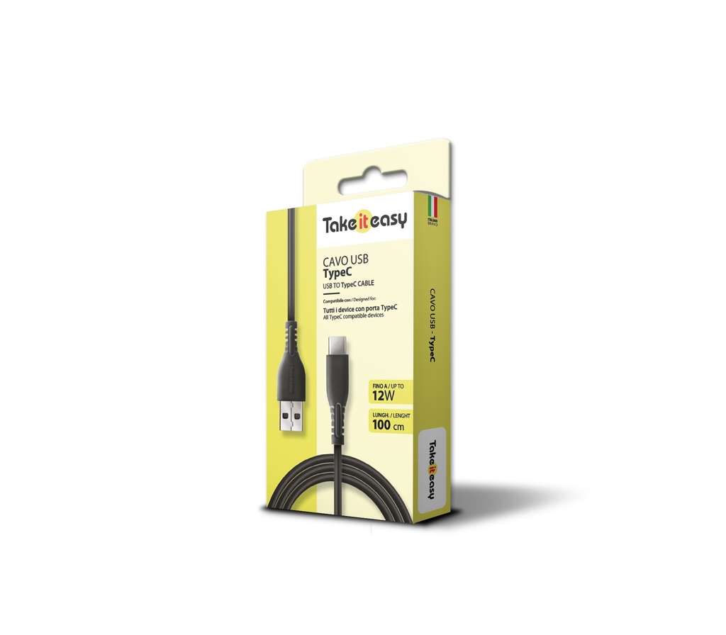 CAVO TAKE IT EASY NERO DA USB A TYPE-C 100 CM. 